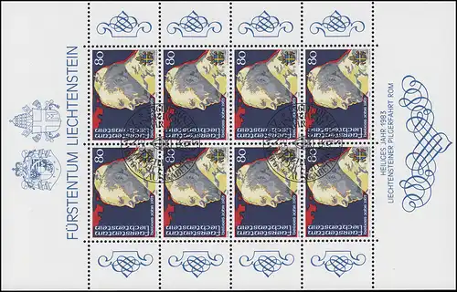 830 Papst Johannes Paul II. 1983, Kleinbogen ESSt VADUZ 5.9.1983