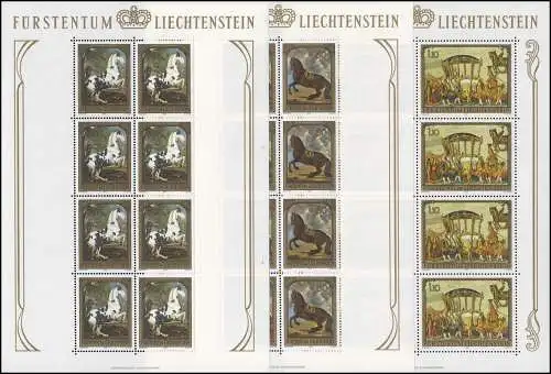 717-719 tableaux - chevaux et chars d'or 1978, petit jeu d 'arc **