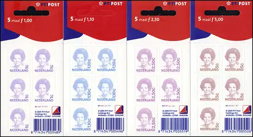 1914-1917 Königin Beatrix 2001, 4 Werte, 4 Folienblätter **