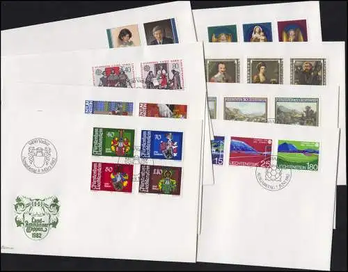 791-815 Liechtenstein-Jahrgang 1982 komplett auf FDC mit ESSt Vaduz
