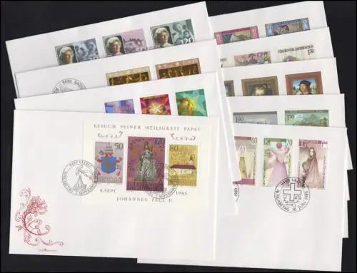 866-892 Année du Liechtenstein 1985 complète sur FDC avec ESSt Vaduz