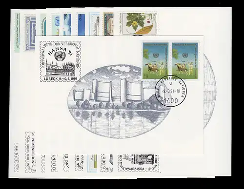 UNO Wien Weiße Karten Jahrgang 1991, Set Nummer 107-116 komplett