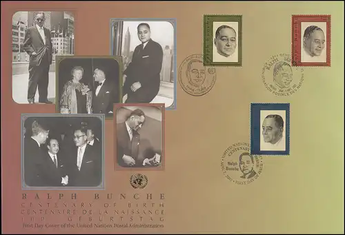 FDC 82 anniversaire de l'ONU 100 anniversaire du Ralph Bunche 7.8.2003