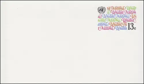 Carte postale des Nations Unies P 8 Inscription des États-Unis 13 centimètre 1982, non utilisée **