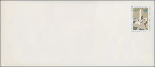 UNO New York Enveloppe U 6B quartier général 10 cent, 1975, 242 x 105, inutilisé **