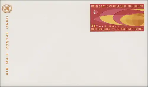 UNO New York Luftpostkarte LP 5 Erdkugel und Mond 11 Cent 1966, ungebraucht **