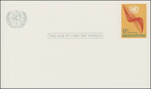 Carte aérienne LP 8 de l'ONU New York 9 centimètre 1972, non utilisée **