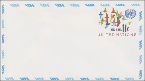 UNO New York Luftpostumschlag LU 4A Vogelzug 11 C. 1973, 165x93, ungebraucht **