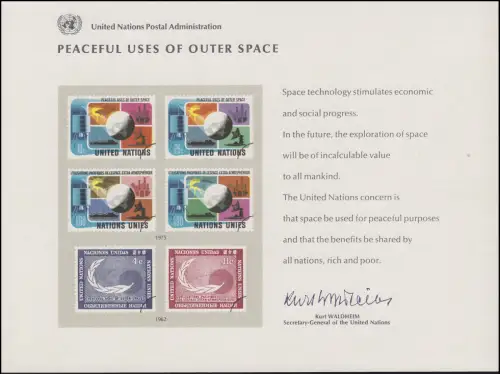 UNO Erinnerungskarte EK 7 Weltraum 1975, ungebraucht **