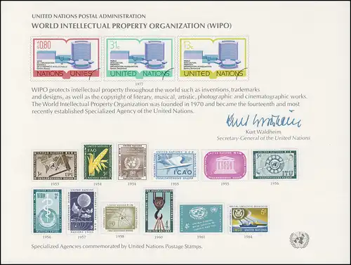Carte commémorative de l'ONU CE 11 Propriété intellectuelle 1977, inutilisé **