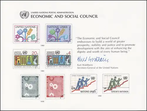 Carte commémorative de l'ONU CE 18 Conseil économique et social 1980, inutilisé **