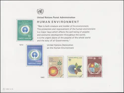 Carte commémorative de l'ONU CE 21 Protection de la nature 1982, inutilisé **