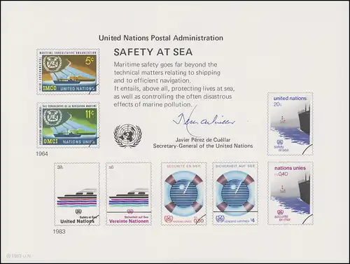 Carte commémorative de l'ONU CE 23 Sécurité maritime 1983, inutilisé **