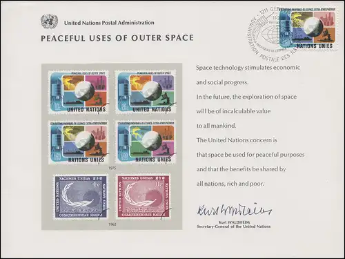 Carte commémorative de l'ONU CE 7 Espace 1975, Genève-FDC 14.3.1975