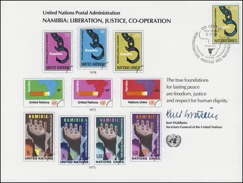 Carte commémorative de l'ONU EK 13 Namibie 1978, Genève-FDC 5.5.1978