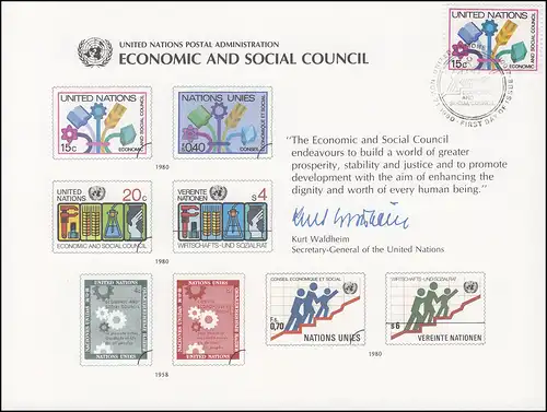 Carte commémorative de l'ONU CE 18 Conseil économique et social 1980, NY-FDC 21.11.1980
