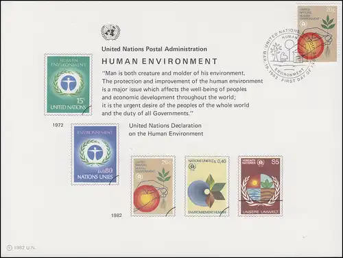 Carte commémorative de l'ONU CE 21 Protection de la nature 1982, NY-FDC 19.3.1982