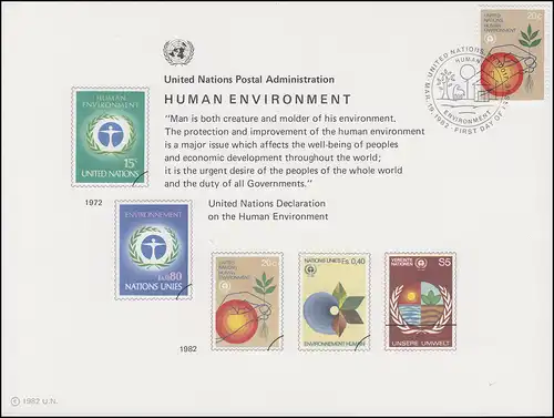 UNO Erinnerungskarte EK 21 Umweltschutz 1982, NY-FDC 19.3.1982