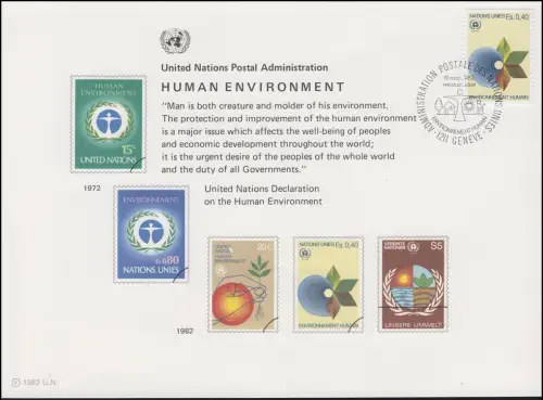 Carte commémorative de l'ONU CE 21 Protection de la nature 1982, Genève-FDC 19.3.1982