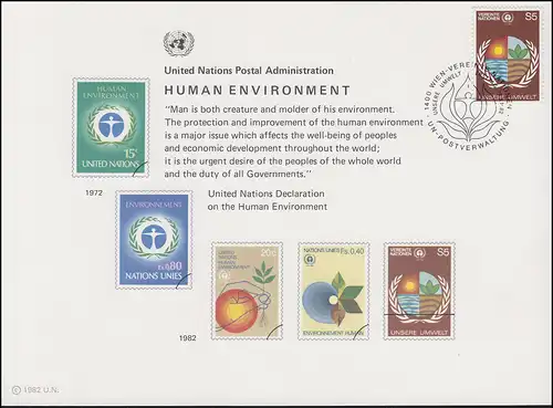Carte commémorative de l'ONU CE 21 Environnement 1982, Vienne-FDC 19.3.1982