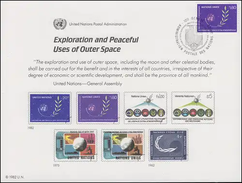 Carte commémorative de l'ONU CE 22 Espace 1982, Genève-FDC 11.6.1982