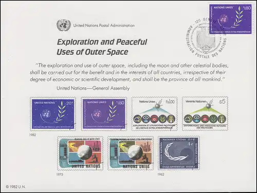 UNO Erinnerungskarte EK 22 Weltraum 1982, Genf-FDC 11.6.1982