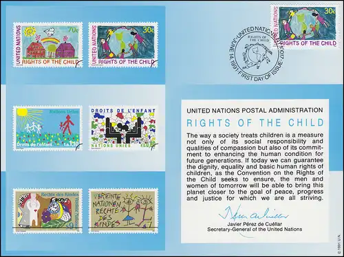 Carte commémorative de l'ONU CE 40 Droits de la famille en 1991, NY-FDC 14.6.1991