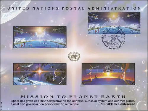 Carte commémorative de l'ONU CE 41 Année spatiale 1992, NY-FDC 4.9.1992