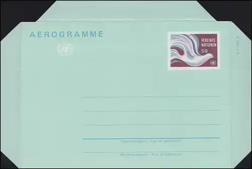 UNO Vienne Lettre postale aérienne LF 1 Poussières de paix 9 Schilling 1982, inutilisé **