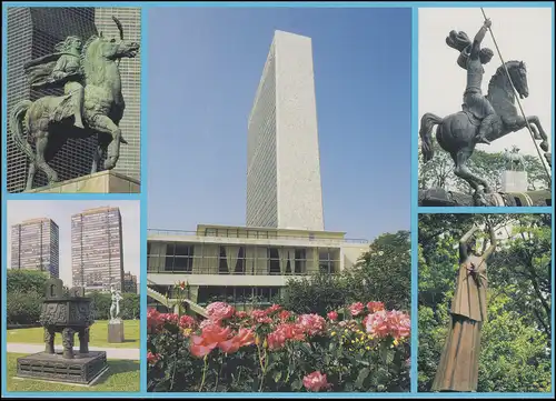 Carte postale des Nations unies P 23 quartier général des NU 21+2 cent, FDC 30.6.2002