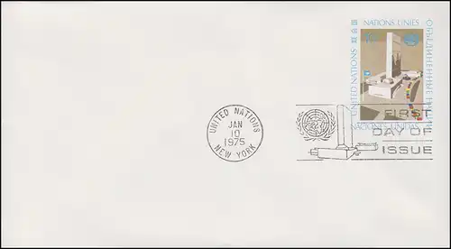 UNO New York couverture U 6A quartier général 10 cent, 1975, 165x92, FDC 10.1.1975