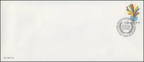 UNO New York couverture U 7 bouquets 22 centimes 1985, FDC 10.5.1985