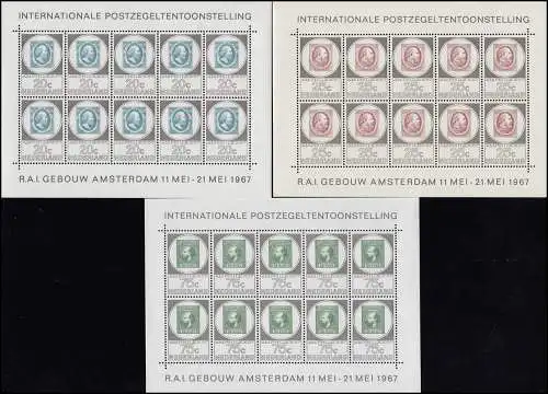 880-882 Exposition des timbres AMPHILEX 1967, série de petites feuilles **