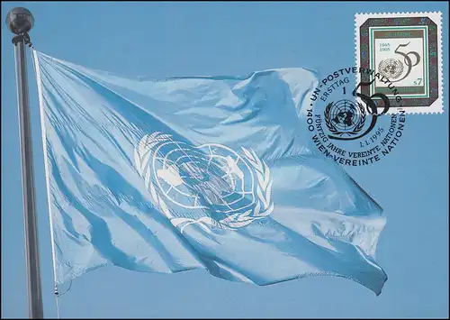 MK 28c de l'ONU Vienne 178 anniversaire 50 ans de la CEE 1995, carte officielle maximum