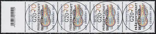3291 G20-GERMANY, 4er-Streifen mit Nummer und Codierfeld, ESSt Berlin