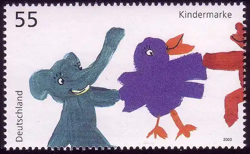 2360 Einzelmarke aus Block 64 Für uns Kinder - Tierkinder, postfrisch **