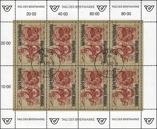 Österreich 2092 Tag der Briefmarke 1991, Kleinbogen Ersttagstempel WIEN 29.5.91