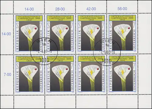 Österreich 2305 Gartenschau in Graz 2000, Kleinbogen Tagesstempel WIEN 2.6.2000