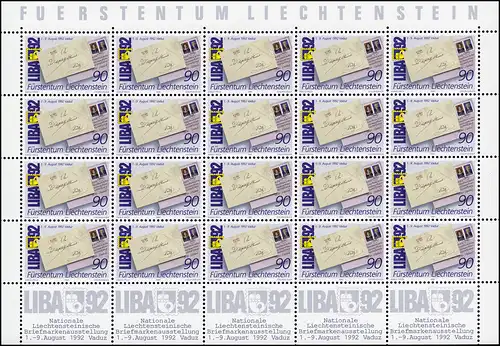 1026 Exposition nationale des timbres LIBA 1992, Petite feuille **