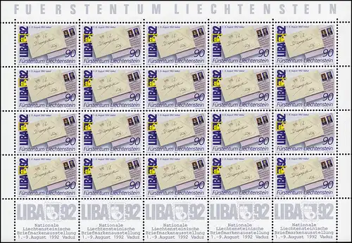 1026 Nationale Briefmarkenausstellung LIBA 1992, Kleinbogen ** 