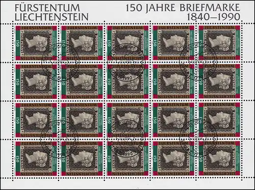 986 Jubiläum 150 Jahre Briefmarken, Kleinbogen ESSt Vaduz 5.3.1990