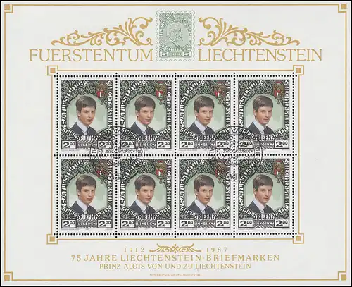 921 anniversaire 75 ans Timbres Liechtensteinais 1987, petit arc ESSt VADUZ