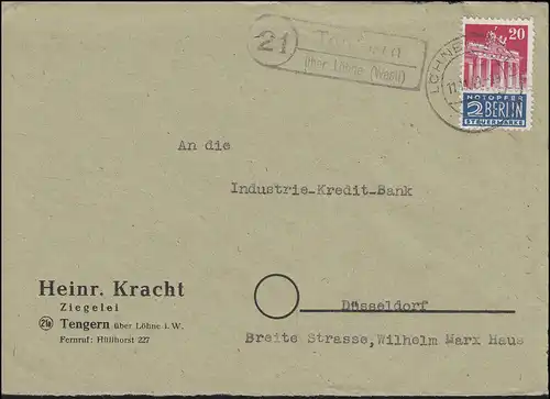 Landpost Tengern sur LÖHNE (WESTF) 11.11.49, Devant la lettre 85wg + victimes de secours