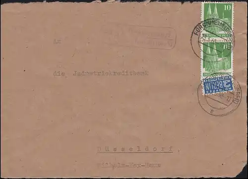 Landpost Drägendorf über FORCHHEIM 13.5.50 auf Briefvorderseite MeF + Notopfer