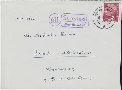 Landpost Sunstedt sur HELMSTEDT 26.5.56 sur le site de la lettre