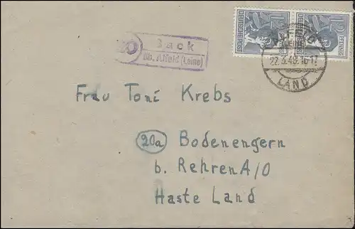 Landpost Sack sur Alfeld (Leine) sur la page de correspondance Alfeld LAND 22.3.48