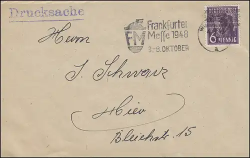 37I Band 6 Pf bessere Farbe EF Orts-DS WIESBADEN Frankfurter Messe 4.8.1948