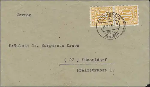 AM-Post 6 Pf. MeF auf Briefvordereite DECKBERGEN über RINTELN 13.2.1946