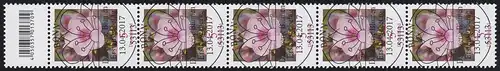 3296 Phlox 5 Cent 500er große Nr., 5er-Streifen mit Codierfeld, ESSt Bonn