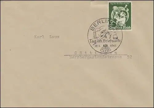 762 Tag der Briefmarke Postillion EF FDC ESSt BERLIN T.d.B. Flugzeug 12.1.1941